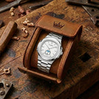 Men's Waterproof Leather & Steel Quartz Watch