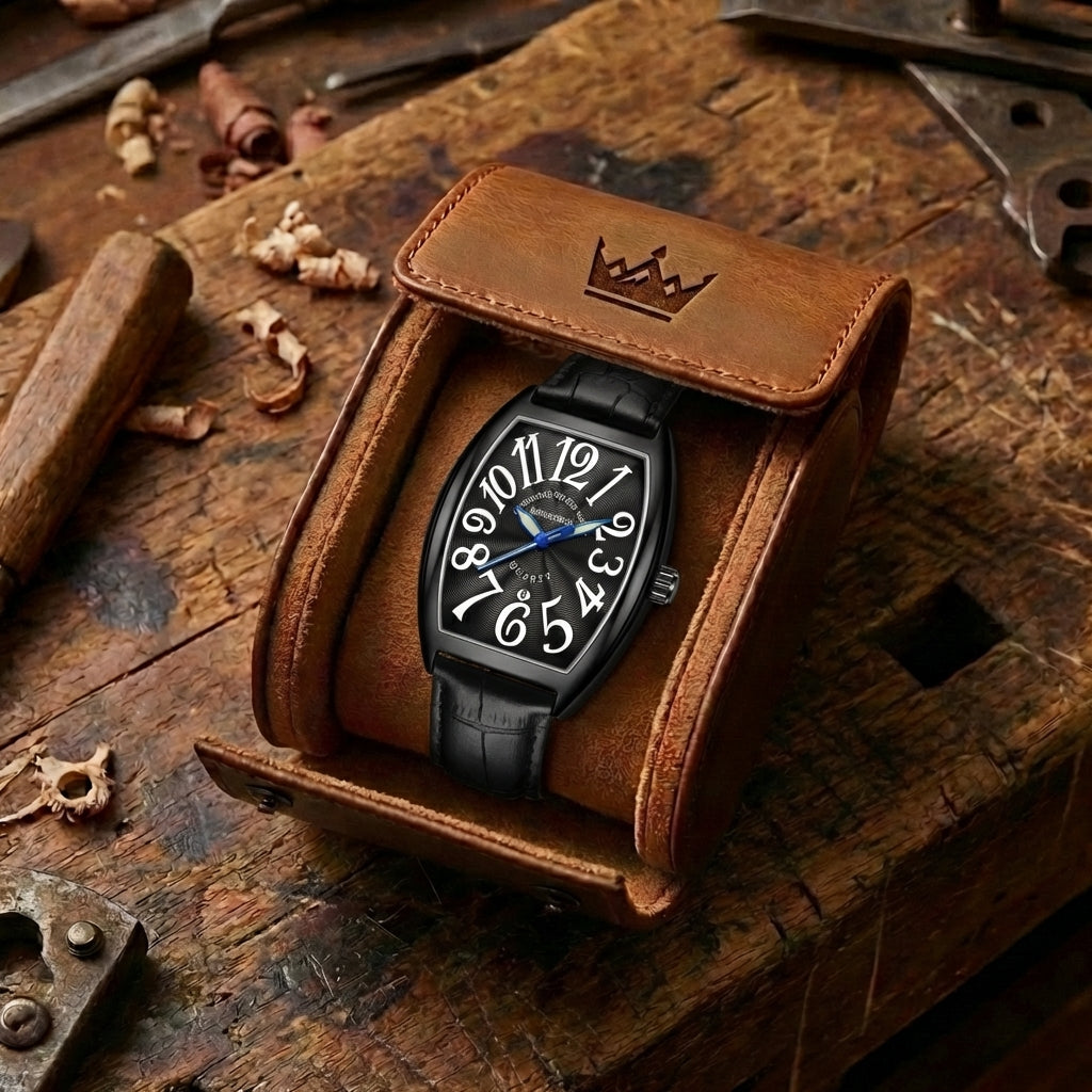 Men's Luminous Leather Strap Quartz Watch