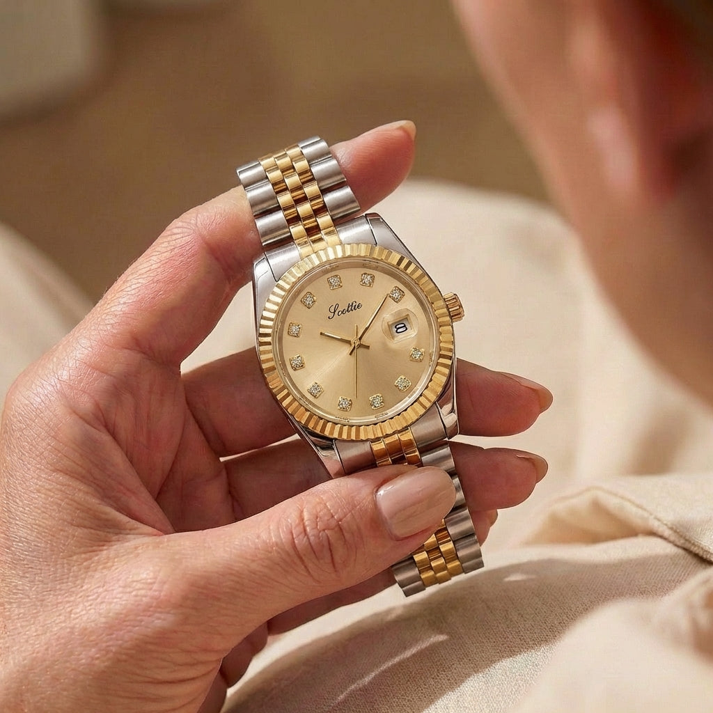 Women's Elegant Steel Band Calendar Watch