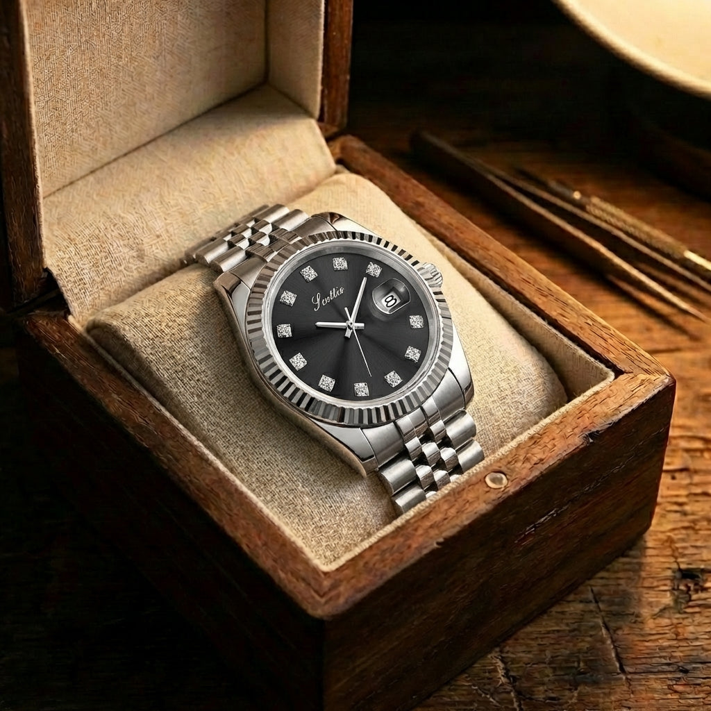 Women's Elegant Steel Band Calendar Watch