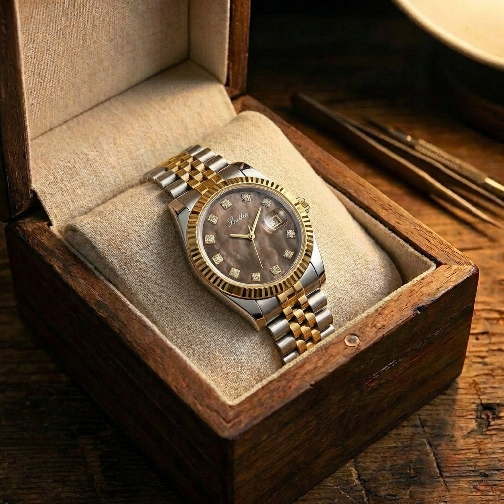 Women's Elegant Steel Band Calendar Watch