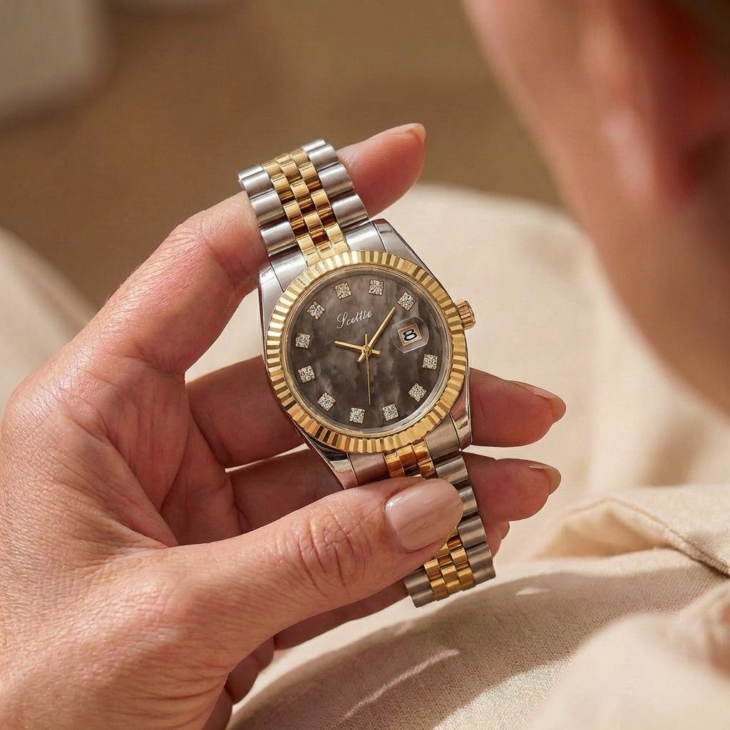 Women's Elegant Steel Band Calendar Watch