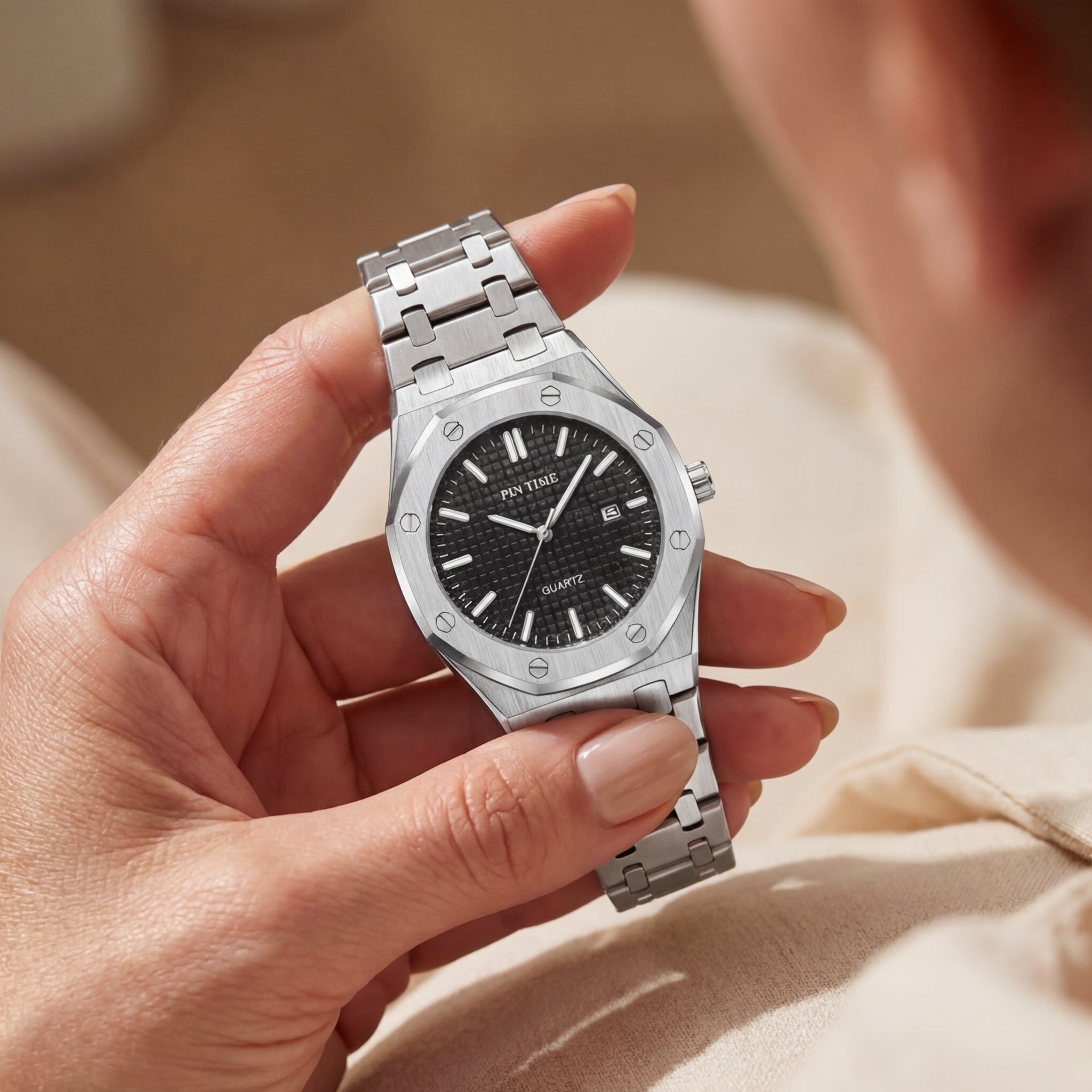 Women's Silver Automatic Quartz Watch